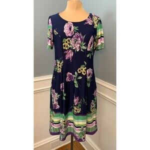 Chris McLaughlin Dress Womens 10 Shift Short Sleeve Maxi Lined Floral Office